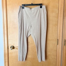 J.Jill Linen Stretch Pants Women M Beige Tapered Elastic Waist WPT150741