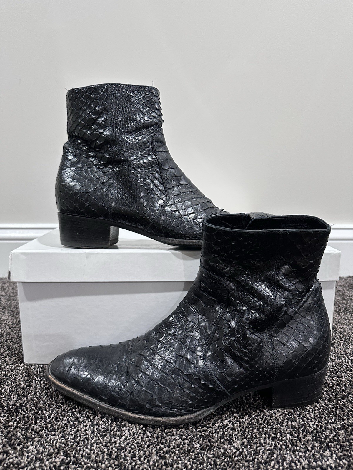 Stivali Lukas Saint Laurent x Hedi FW13 pitone zip Wyatt neri