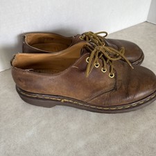 Dr Martens Docs 1561/59 Oxfords Men Sz 9 Brown Leather 4 Eye Vtg England Distres