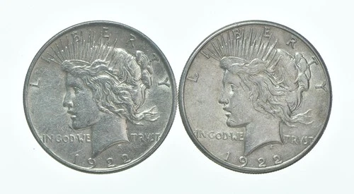 1922 & 1922-S Peace Silver Dollar $1 Bullion Collection Lot *197
