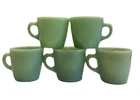 5 Jadeite Anchor Hocking Fire King Ware Made in the USA C- Handled Cups 1960's
