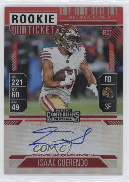 2024 Panini Contenders FOTL Red Zone Ticket Isaac Guerendo Rookie Auto RC 2o0
