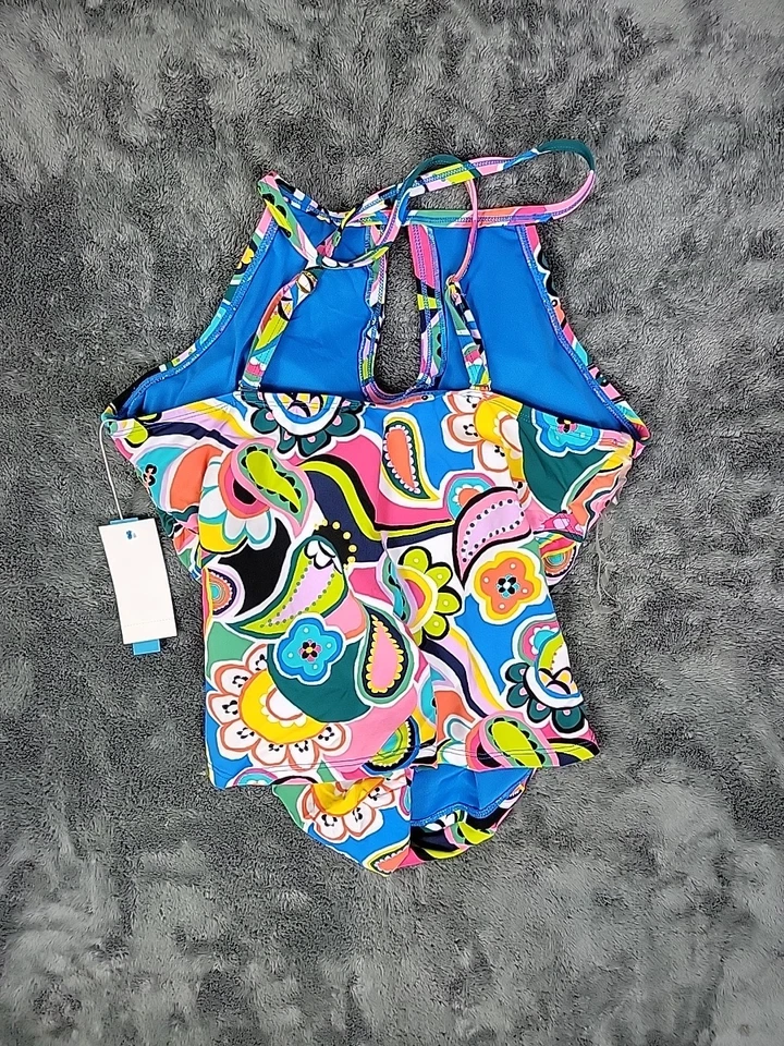 Tankini Bleu Rod Beattie Go For Bold cuello alto halter con aros talla 8 nuevo con etiquetas Foto 4 de 4