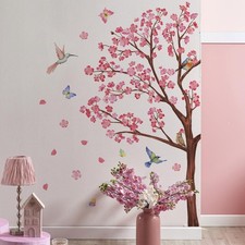 Cherry Blossom Tree Wall Decals Pink Flower Birds Branch Wall Stickers Living...