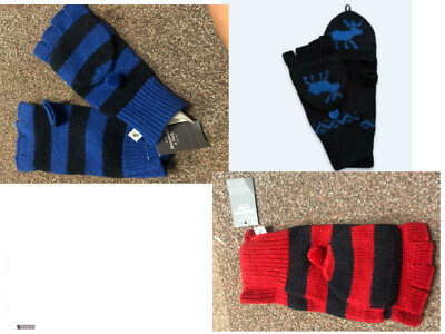 NWT$38 ABERCROMBIE & FITCH MOOSE LOGO FINGERLESS GLOVES CLASSIC KNIT