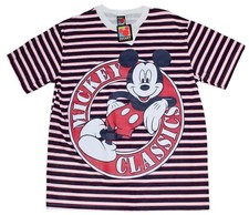 Vintage Mickey Unlimited T Shirt L Jerry Leigh All Over Print Disney Stripe NWT