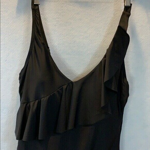 Black Ruffle One Piece Swimsuit, Size 18W - Picture 3 of 9
