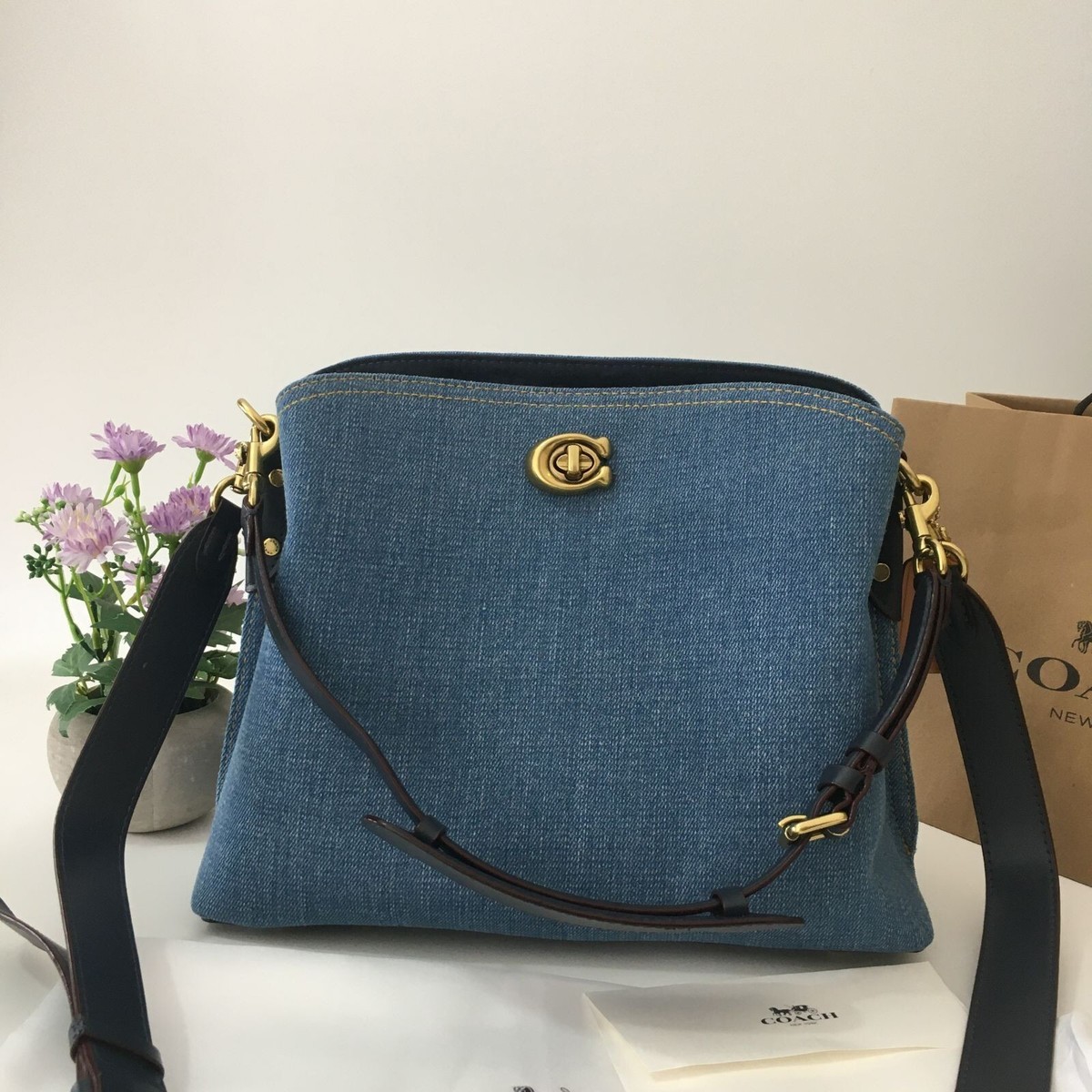 <コーチ>COACHバッグ ショルダーバッグ CS243 デニム バケットバッグ COACH Willow Denim Shoulder Bag CS243 2WAY Indigo Women's