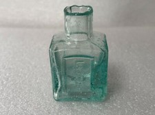 56151 Old Antique Vintage Glass Bottle Ink Well Inkwell Pot Bell Faceted Lyons
