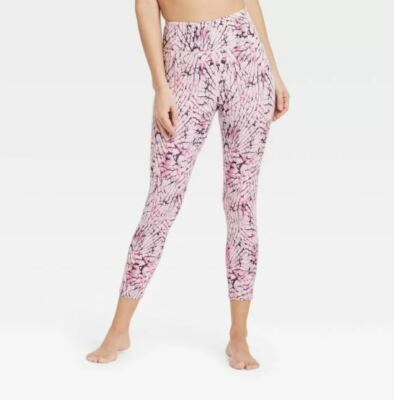 Joy Lab XS Legging 7/8 High Rise Printed Gray Pink Key Pocket Women New 