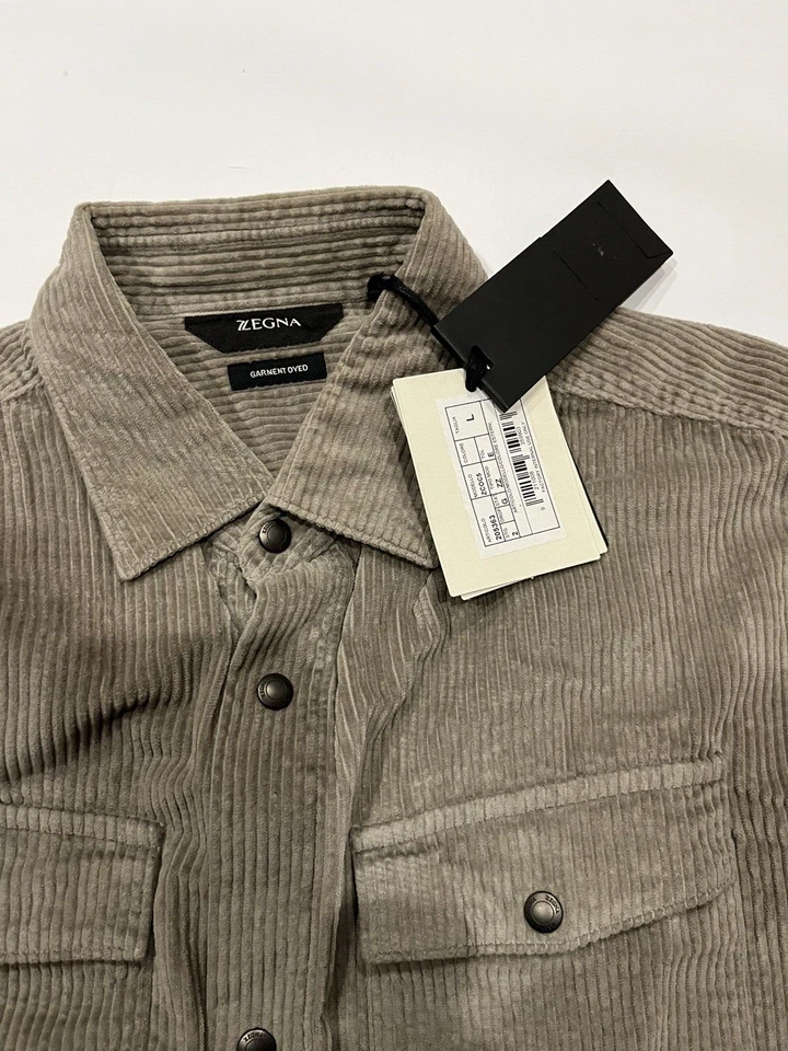 Ermenegildo Zegna men's Taupe Corduroy Overshirt Jacket -  Large - retail $1590 - Image 2 of 4