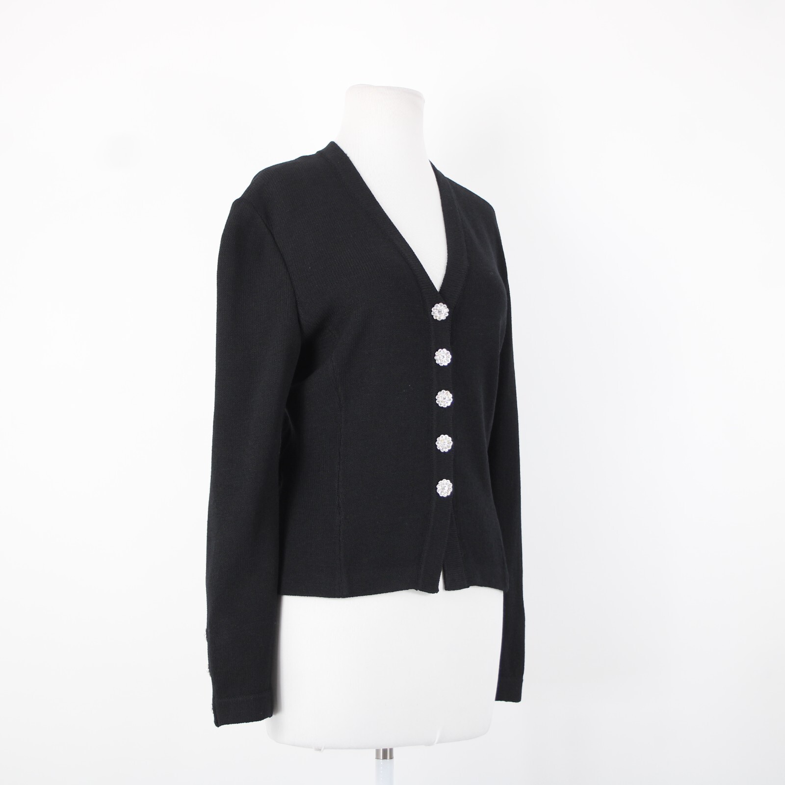 St John Evening Basic Sz 6 Black Rhinestones Half… - image 16