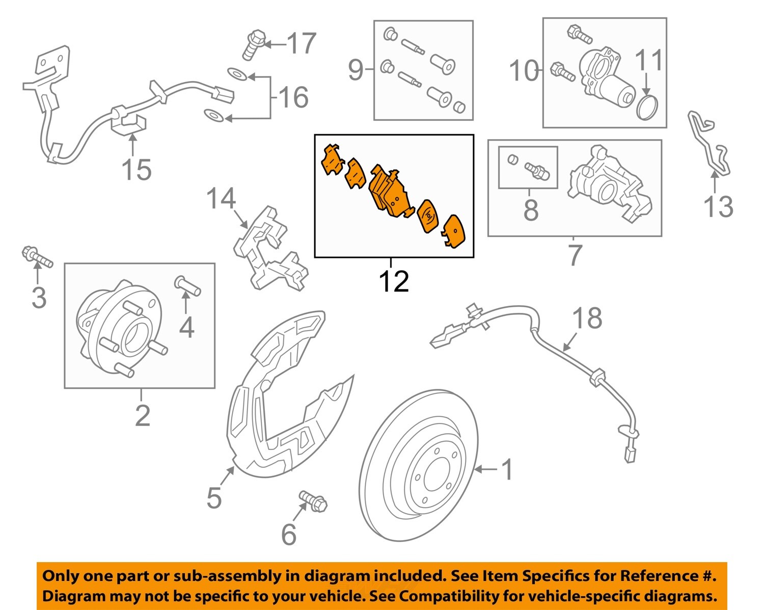 FORD OEM 13-23 Continental Rear Suspension Brake Components-Brake Pads DG9Z2200F