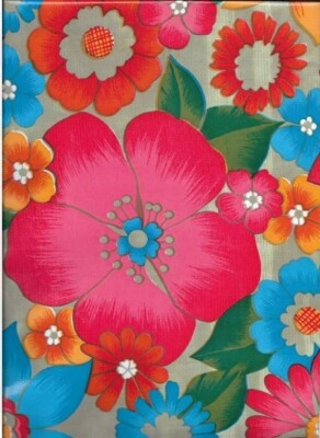 Oilcloth Fabric Tropical London Gold Pattern Sold in Yard or Bolt