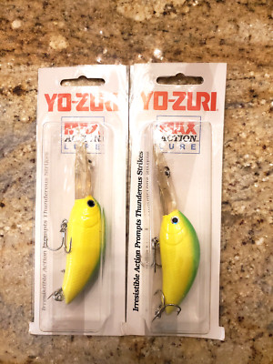 YO - ZURI  LURE - CRANKBAIT - Max Action Yellow & Green Deep Diver  + BASS, RARE