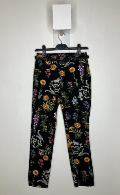 Stradivarius Chino Trousers Black Floral XS