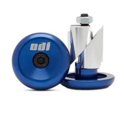 ODI ALUMINUM BAR END PLUGS PAIR BMX MTB BLUE