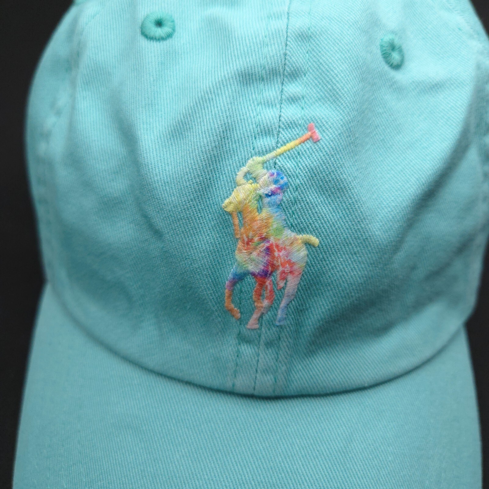 NUOVO! POLO RALPH LAUREN AQUA BLU TIE TINTURA BIG PONY BERRETTO DA BASEBALL CINESE UNISEX