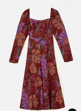 Farm Rio Red Delicate Leaves Midi Dress XL NWT