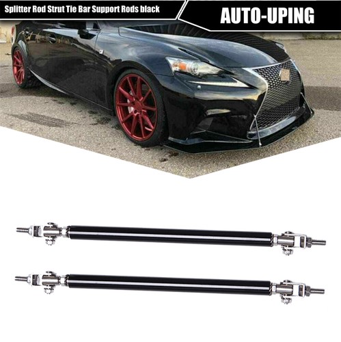 2-Pack Adjustable Front Bumper Lip Splitter Rods – 6-11" Black Stainless Steel Support Struts – Universal Fit