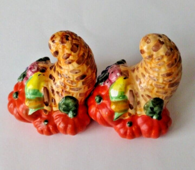 Vintage Thanksgiving Cornucopia Salt & Pepper Set
