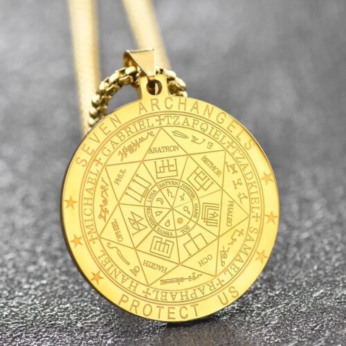 Seal of The 7 Archangels Pendant Necklace for Men,Seven Archangels Protection... - Picture 3 of 8