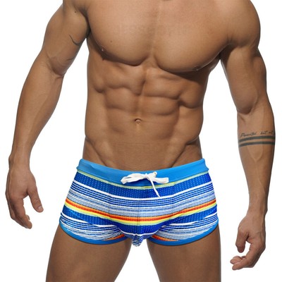 Mens Swim Trunks Sexy Low Waist Briefs Rainbow Striped Gay Swimsuit Bathing  Suit | eBay