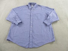 VINTAGE Brooks Brothers Shirt Men 17.5 Blue Relaxed Fit Pocket Dress Made in USA