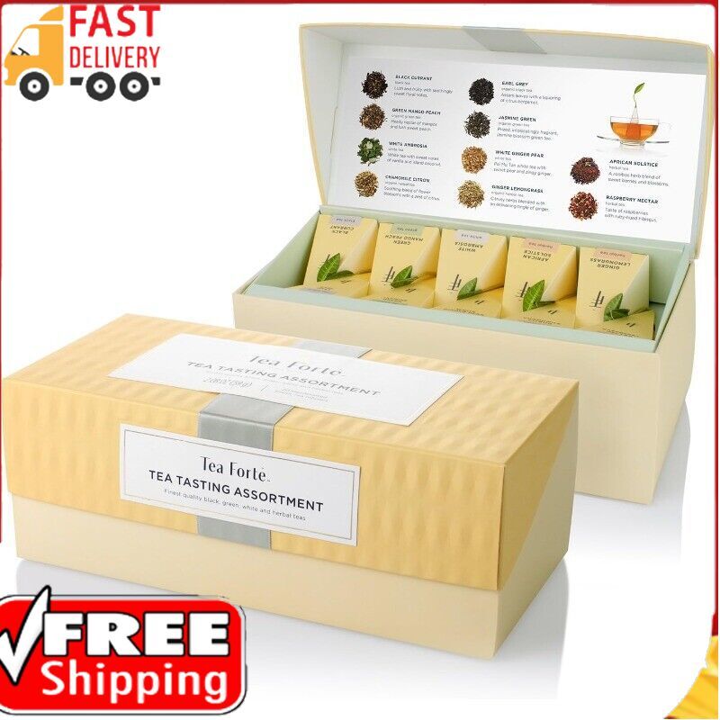 Tea Forte Presentation Box, Tea Sampler Gift Set, Assorted Variety Handcrafted