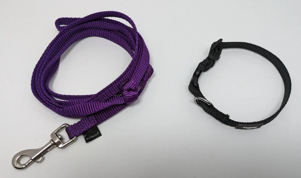 Collar de perro Blueberry Pet PEQUEÑO hebilla y correa segura para mascotas tejido púrpura negro usado en excelente estado Foto 2 de 4