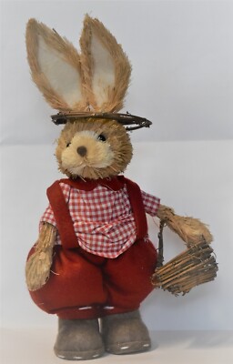 Deko Stroh Hase 18x33cm Tierfigur Osterdeko Landhaus Frühling Osterhase