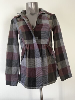 Volcom Women s Junior Plaid to the Bone Peacoat Style Jacket Size XS. # Cold.
