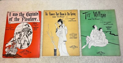 Vintage Gilbert & Sullivan Sheet Music Lot Captain of The Pinafore & Mikado 1936