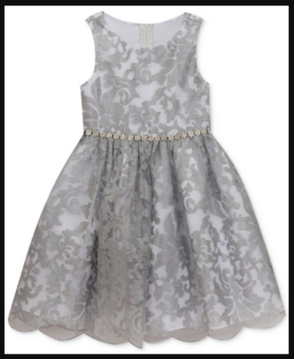 Rare Editions Embroidered Party Dress Little Girls 6X Silver Style #H792477  J
