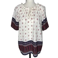 Collective Concepts Stitch Fix Womens Small Burgundy Floral Boho Top Blouse