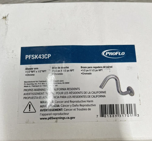 PROFLO PFSK43CP Shower Riser Arm - Chrome - Picture 1 of 2