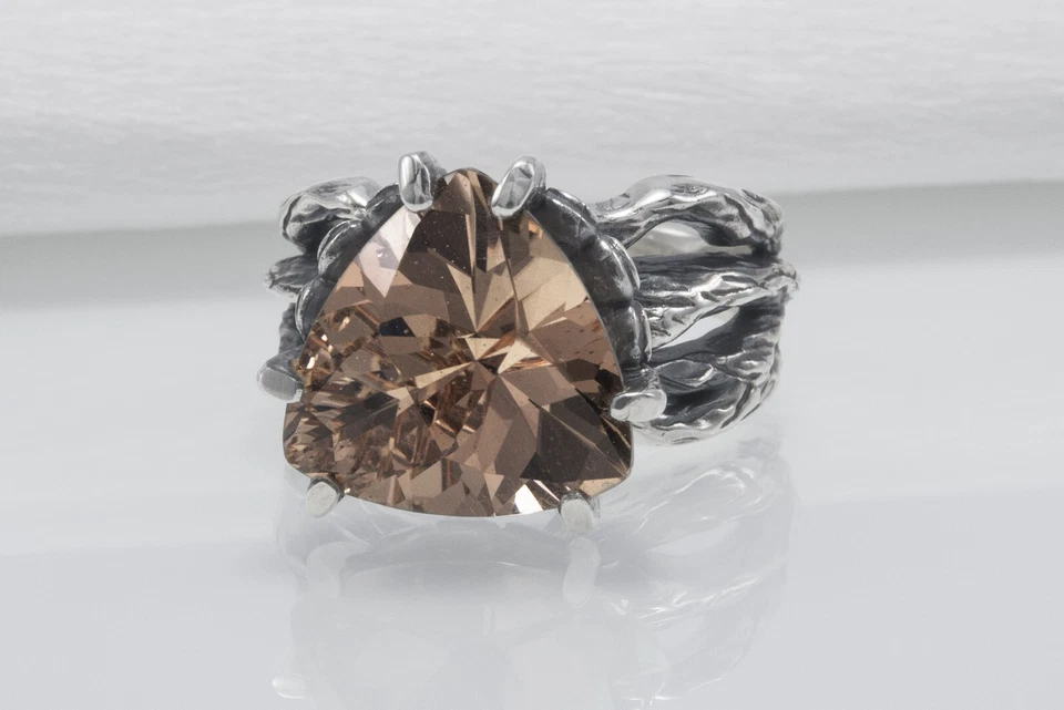 Модное кольцо с текстурой дерева уникальное ювелирное изделие ручной работы обручальное кольцо в стиле природы - Изображение 3 из 4