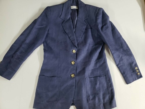 Blue Linen Lined Blazer Jacket 