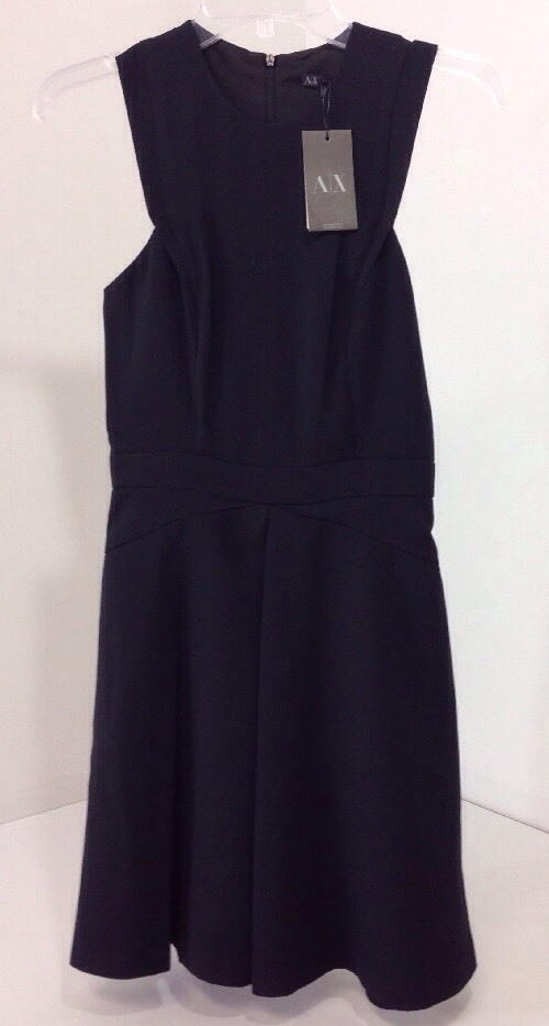 NWT A/X ARMANI EXCHANGE TEXTURED FIT & FLARE DRESS BLACK SZ 0 | eBay