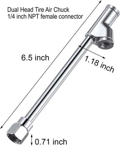 1/4-inch NPT Female Heavy Duty Dual Head Tire Air Chuck - Foto 6 di 6