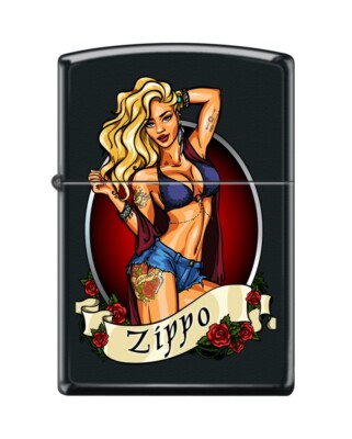 Zippo 82102 sexy bikini woman girl banner tattoos shorts roses Lighter