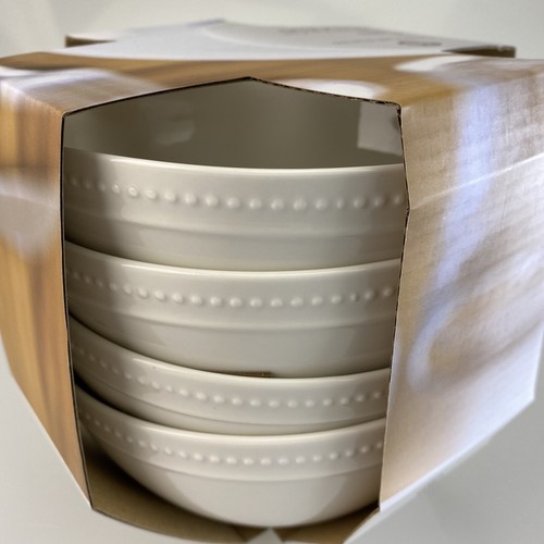 Eaton Fine Dining Casa 6"" weiße Müsli Salatschalen geprägt Porzellan gepunkteter Rand - Bild 4 von 9