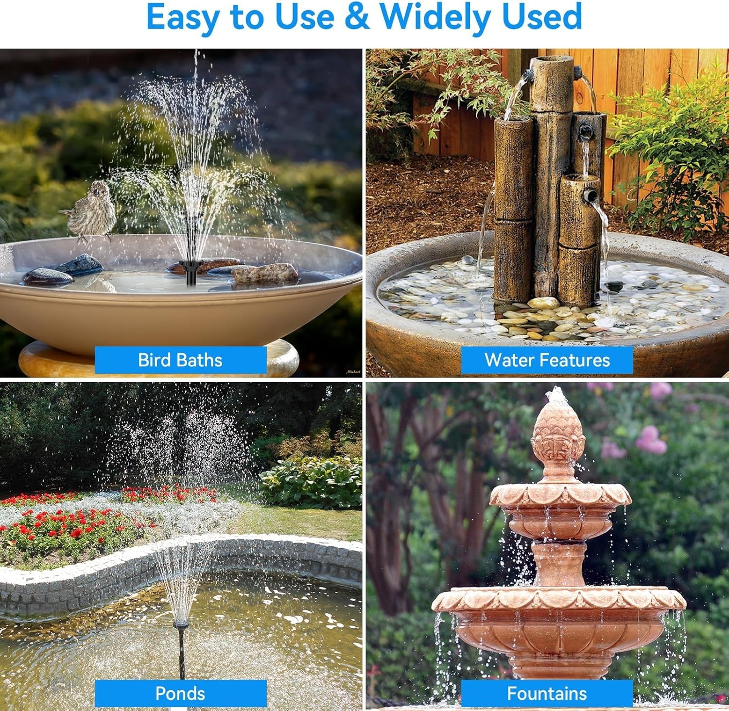 Solar Fountain Pump for Bird Bath, 6.5W Solar Water Fountain Pump with Upgrad...