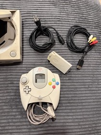 Sega Dreamcast White HKT-3020 with Cables, Controller, Tremor Pak - Tested Works
