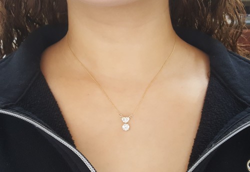 Heart & Round Diamond Dangle Necklace 1.8 ct 14K Yellow Gold GIA Retail $12K