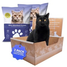Cat Litter Box Disposable 2 Pack Fine Grain Silica 6 lbs Kitty Poo Club