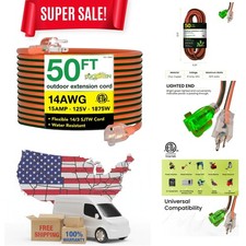 Go Green Power Inc. 14/3 50ft Outdoor Lighted Extension Cord - Heavy Duty, Co...