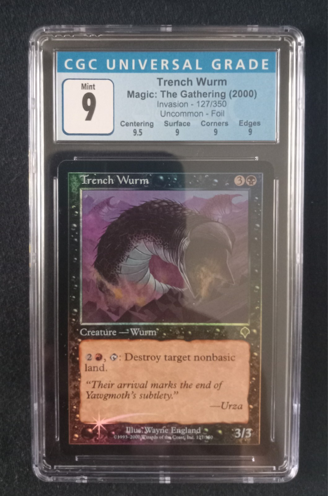 Mtg Trench Wurm (CGC) 9 Invasion Foil [2000]