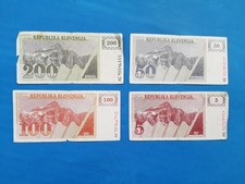 1 x 5+50+100+200 Tolar Slowenien / Geldschein Banknote von 1990