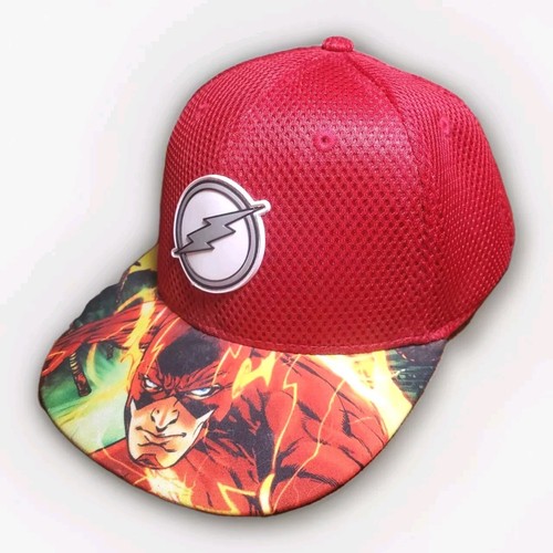 DC Comics The Flash Hat Cap Snapback Flat Bill Red Graphic Print Mens Superhero - Picture 1 of 8
